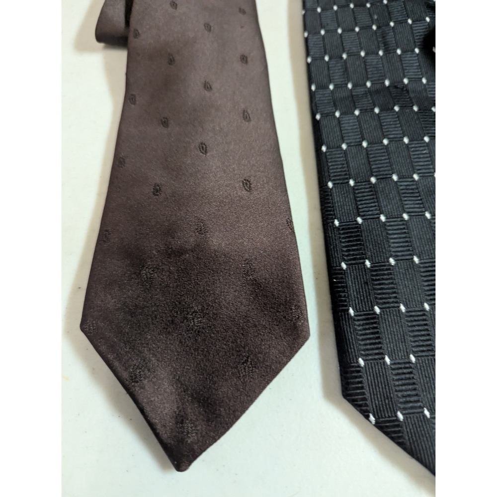 Men's Designer Tie Bundle | 100% Silk & Vintage Blends | Black, Brown, Silver - Picture 12 of 12
